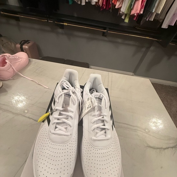 Adidas CourtSmash White and Black Tennis Shoes - Picture 7 of 8